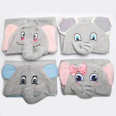 Popular Bamboo cotton Elephant face infant hooded cartoon character bath spa towel