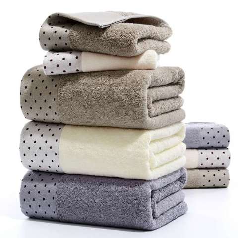 Bamboo Fiber Absorbent Bath Towel for Adults  Face Towels Dot Washcloth